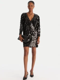 ACCESS FASHION Sukienka koktajlowa 54-3014-406 Czarny Regular Fit