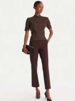 ACCESS FASHION Sweter 54-8046 Brązowy Slim Fit