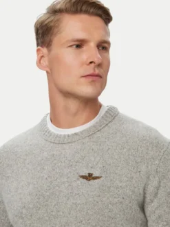 Aeronautica Militare Sweter 262MA1645UL00924 Szary Regular Fit
