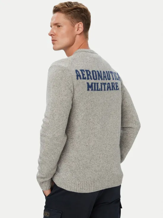 Aeronautica Militare Sweter 262MA1645UL00924 Szary Regular Fit