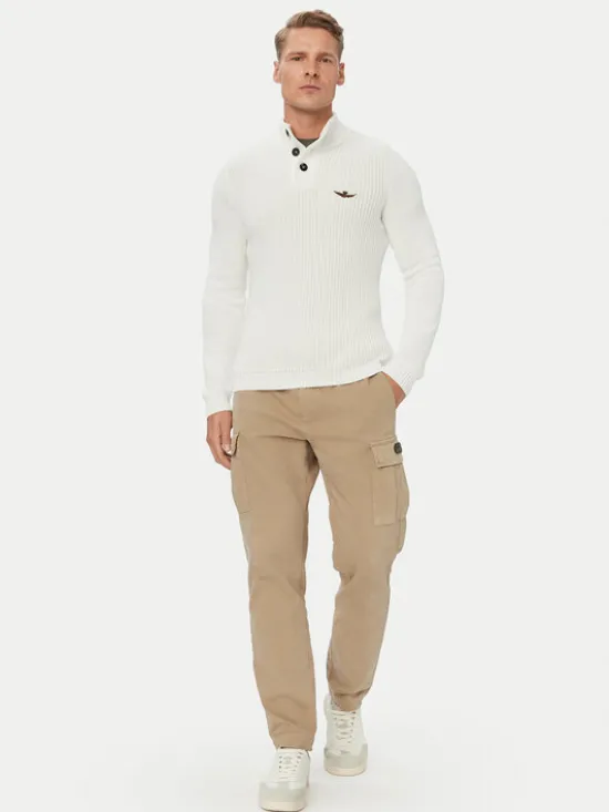 Aeronautica Militare Sweter 262MA1572UL00409 Biały Regular Fit