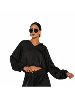 Agatha Studio Komplet bluzka i spodnie A26LS-KA-K51 Czarny Regular Fit