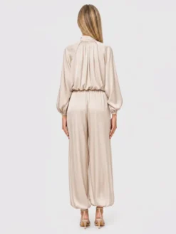 Agatha Studio Komplet koszula i spodnie materiałowe A26LS-KA-K55 Beżowy Oversize