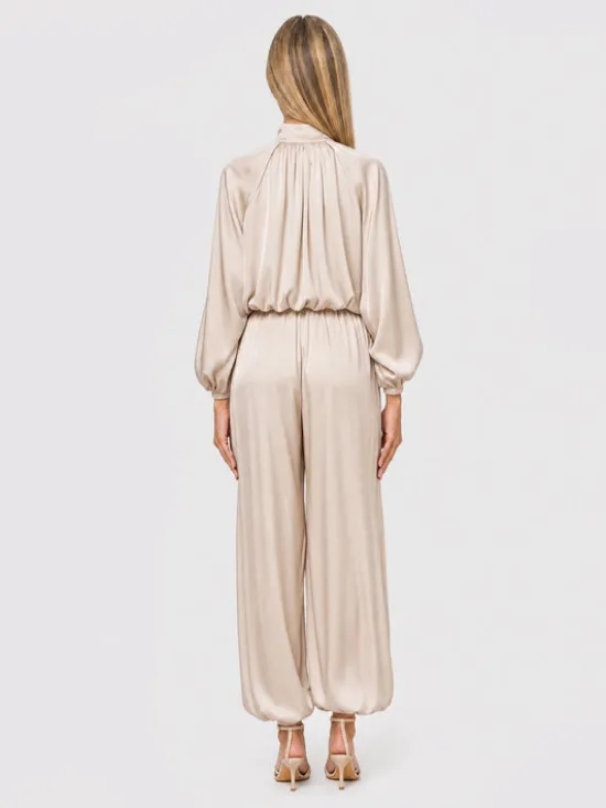 Agatha Studio Komplet koszula i spodnie materiałowe A26LS-KA-K55 Beżowy Oversize