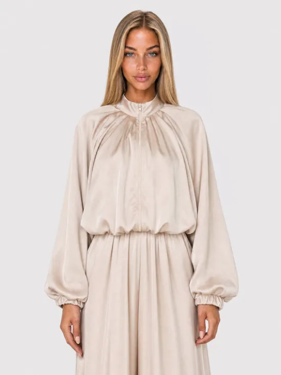 Agatha Studio Komplet koszula i spodnie materiałowe A26LS-KA-K55 Beżowy Oversize