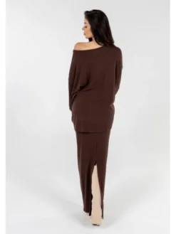 Agatha Studio Komplet sweter i spódnica ołówkowa A26ZS-KS-K07 Brązowy Slim Fit