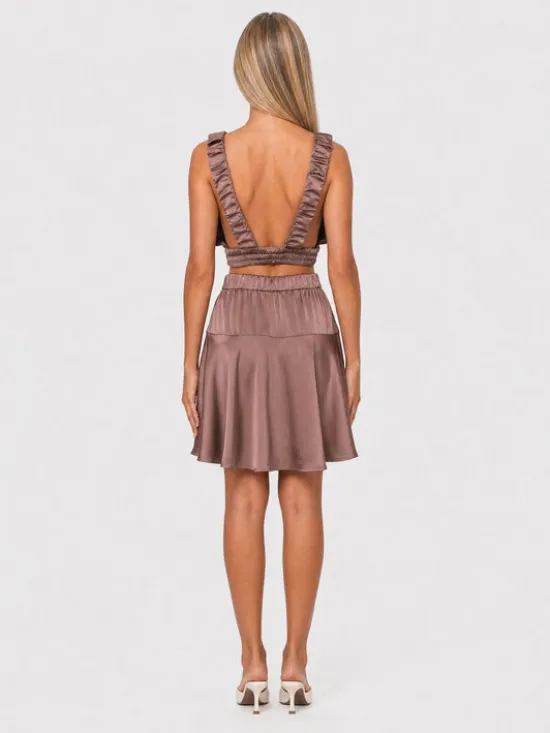 Agatha Studio Komplet top i spódnica A26LS-KS-K10 Brązowy Slim Fit