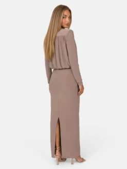 Agatha Studio Komplet top i spódnica A26LS-KS-K09 Brązowy Slim Fit