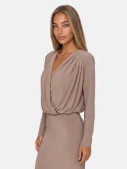 Agatha Studio Komplet top i spódnica A26LS-KS-K09 Brązowy Slim Fit