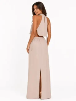 Agatha Studio Komplet top i spódnica A26LS-KA-K48 Beżowy jasny Slim Fit