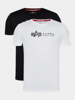 Alpha Industries Komplet t-shirtów Alpha Label T 118534 Czarny Regular Fit