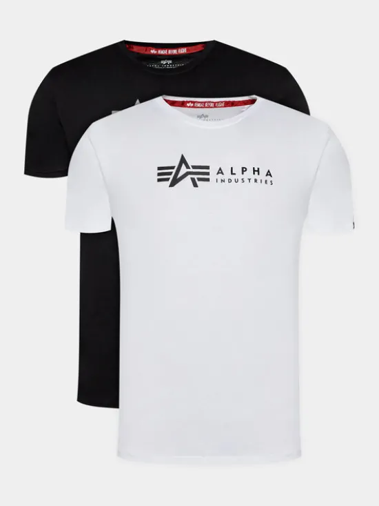 Alpha Industries Komplet t-shirtów Alpha Label T 118534 Czarny Regular Fit