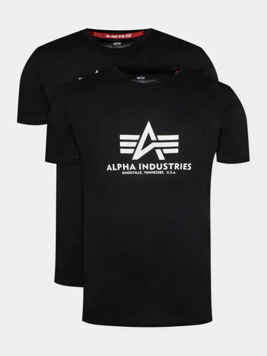Alpha Industries Komplet t-shirtów Basic 106524 Czarny Regular Fit