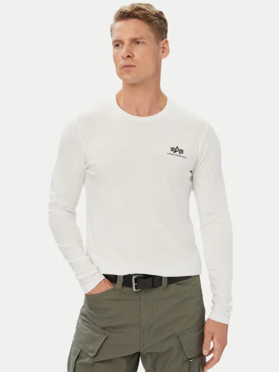 Alpha Industries Longsleeve Basic Small Logo 198517 Biały Regular Fit