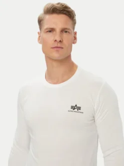 Alpha Industries Longsleeve Basic Small Logo 198517 Biały Regular Fit