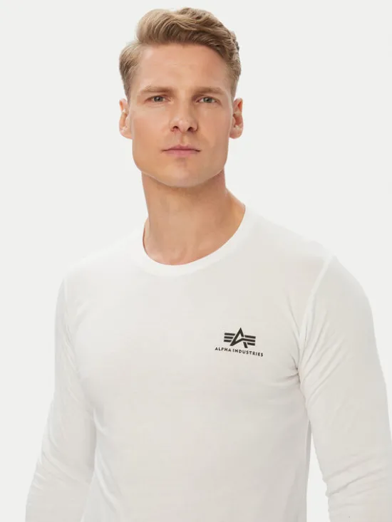 Alpha Industries Longsleeve Basic Small Logo 198517 Biały Regular Fit