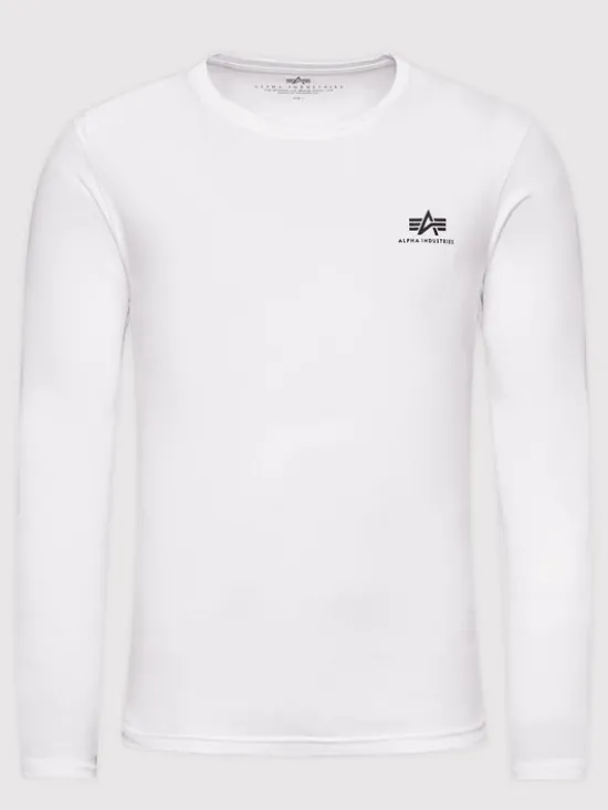 Alpha Industries Longsleeve Basic Small Logo 198517 Biały Regular Fit