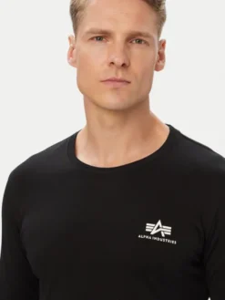 Alpha Industries Longsleeve Basic Small Logo 198517 Czarny Regular Fit