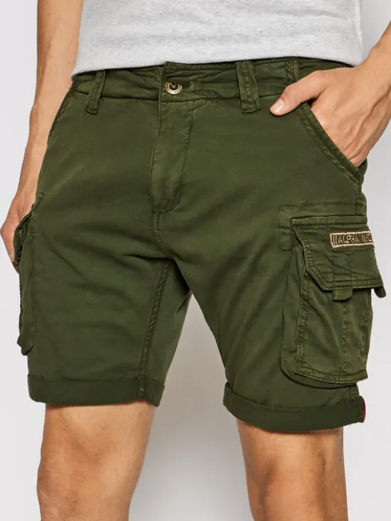 Alpha Industries Szorty materiałowe Crew 176203 Zielony Slim Fit