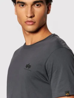 Alpha Industries T-Shirt Basic Small Logo 188505 Szary Regular Fit