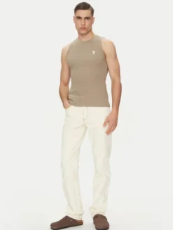 AMI Paris Jeansy HTR001.DE0039 Écru Classic Fit