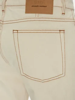 AMI Paris Jeansy HTR001.DE0039 Écru Classic Fit