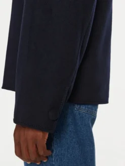 AMI Paris Płaszcz wełniany HJK057.WV0022 Granatowy Regular Fit