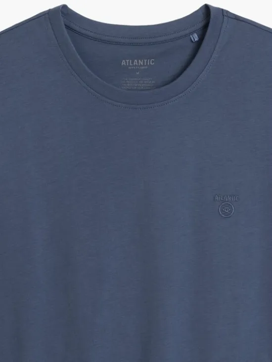 Atlantic Piżama Long Peach Effect Niebieski Regular Fit