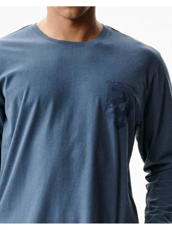 Atlantic Piżama Long Peach Effect Niebieski Regular Fit