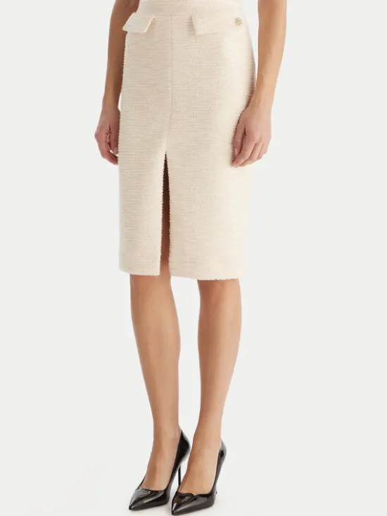 Babylon Spódnica midi S00601 Écru Regular Fit