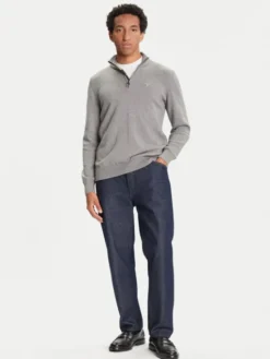 Barbour Sweter Half Zip MKN1074GY52 Szary Regular Fit