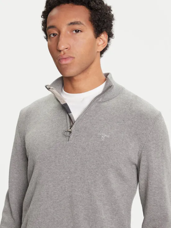 Barbour Sweter Half Zip MKN1074GY52 Szary Regular Fit