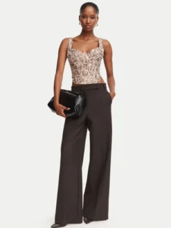 Bardot Top Carolina  60423TB Brązowy jasny Slim Fit