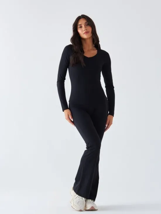 BeShaped Legginsy Dzwony - Morning Dew Czarny Shaping Fit