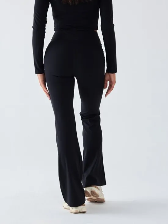 BeShaped Legginsy Dzwony - Morning Dew Czarny Shaping Fit