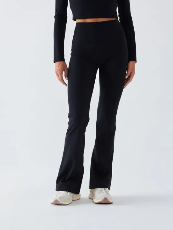 BeShaped Legginsy Dzwony - Morning Dew Czarny Shaping Fit