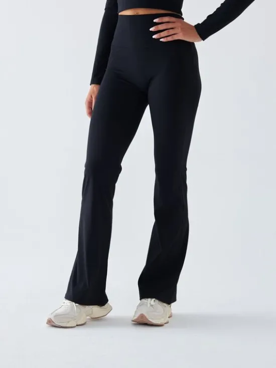 BeShaped Legginsy Dzwony - Morning Dew Czarny Shaping Fit