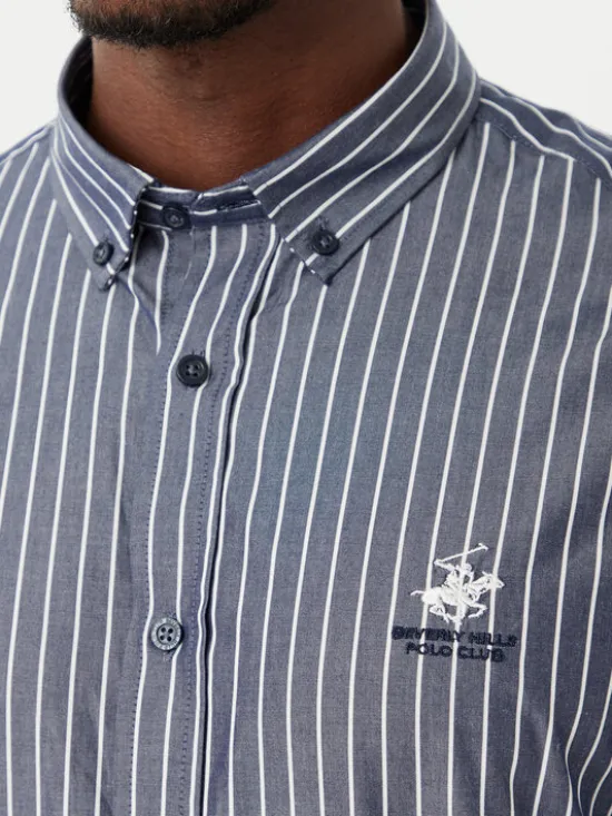 Beverly Hills Polo Club Koszula P-SS26M-BRASS Granatowy Regular Fit