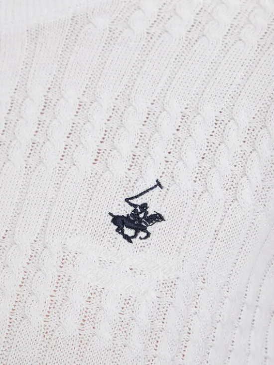 Beverly Hills Polo Club Sweter P-SS26W-M537390 Biały Regular Fit