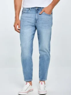 BIG STAR Jeansy ATES CROPPED Niebieski Tapered Fit