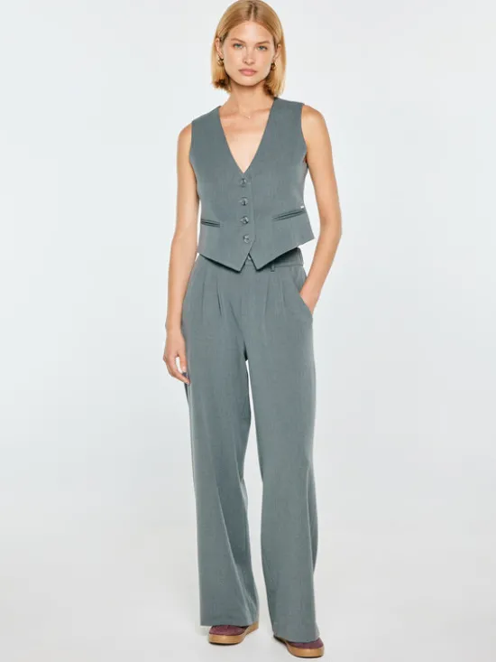 BIG STAR Kamizelka ELISASHV Szary Slim Fit