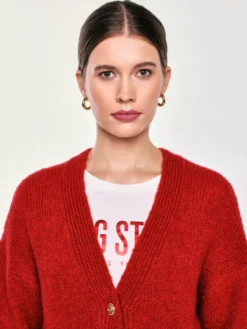BIG STAR Kardigan KARDILA Czerwony Basic Fit