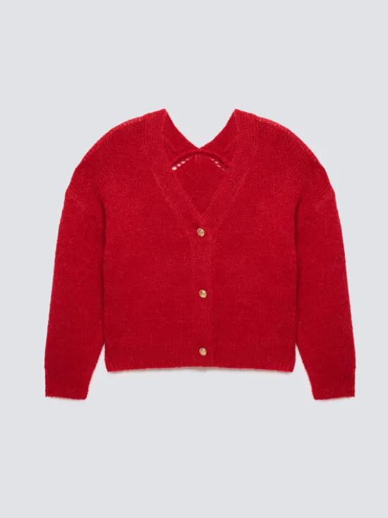 BIG STAR Kardigan KARDILA Czerwony Basic Fit