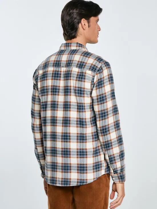 BIG STAR Koszula FLANENO Niebieski Basic Fit