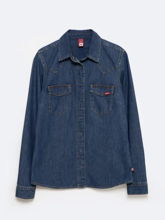 BIG STAR Koszula jeansowa NORRA Granatowy Slim Fit