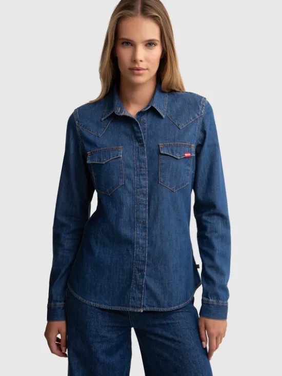 BIG STAR Koszula jeansowa NORRA Granatowy Slim Fit