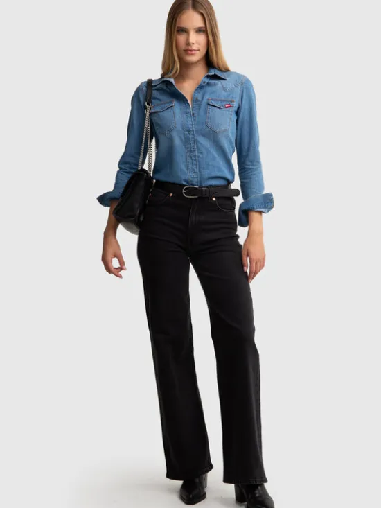 BIG STAR Koszula jeansowa NORRA Niebieski Slim Fit