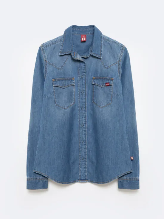 BIG STAR Koszula jeansowa NORRA Niebieski Slim Fit