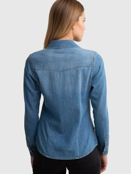 BIG STAR Koszula jeansowa NORRA Niebieski Slim Fit