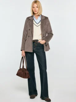 BIG STAR Marynarka ROSEMUNDA Brązowy Slim Fit